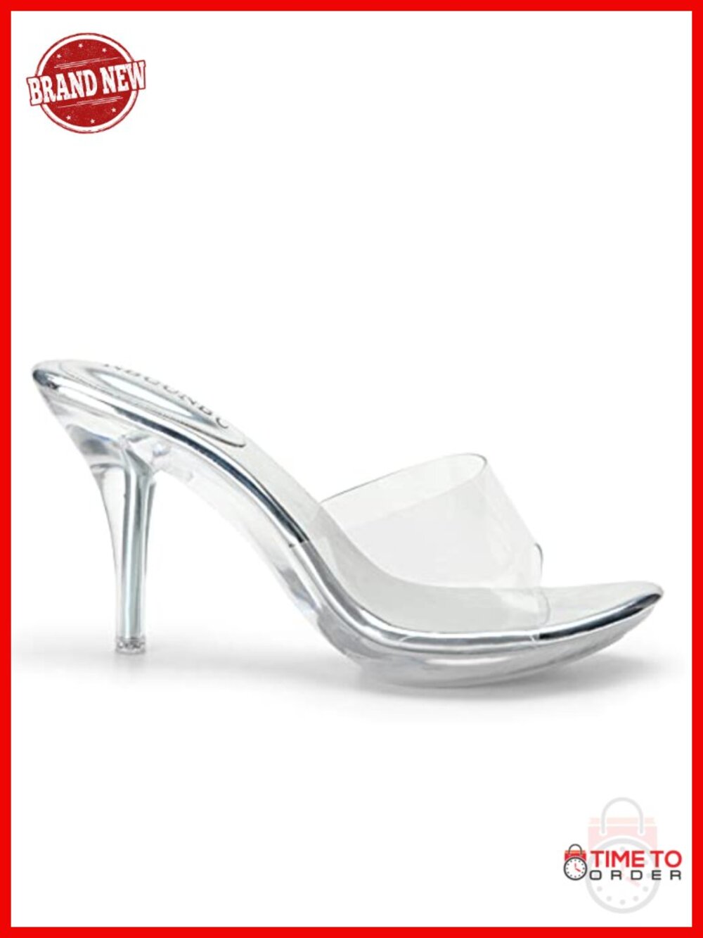 Women's Clear Stiletto Heeled Sandals Open Toe Slip On Mule Party Prom Wedding